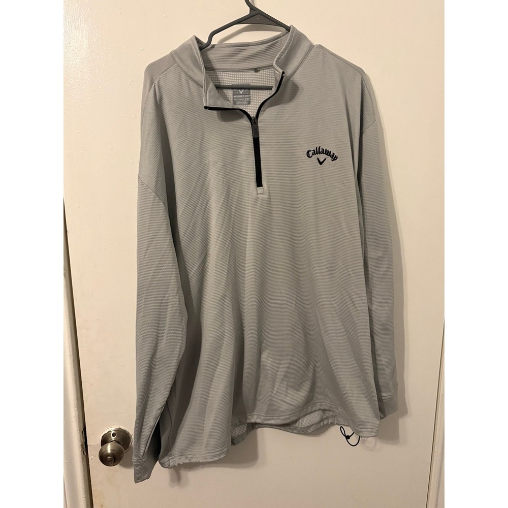 Callaway Weather Series 1/4 Zip Pullover Jacket Mens 2XLT Gray Grid Fleece Golf